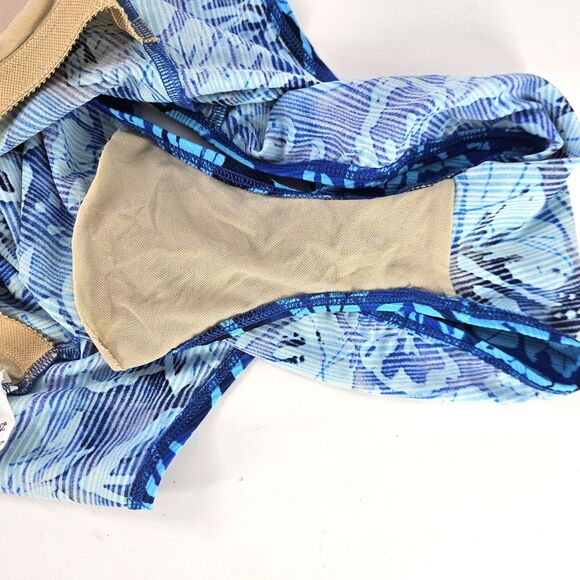 Vintage 90s/ Y2K Catalina Swimsuit Plus Size 1XL(16W) 1pc Blue Floral Ribbed - Picture 7 of 13